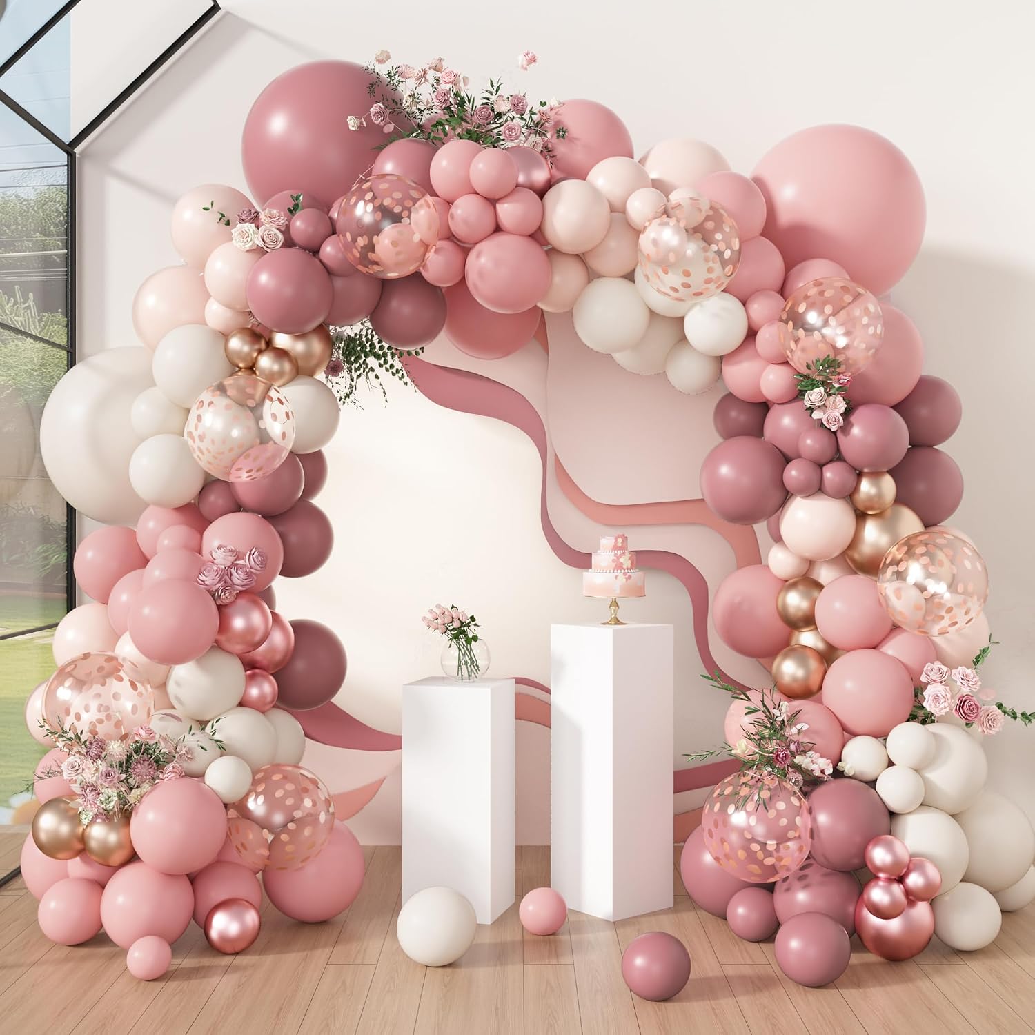 Ποιο είναι το δημοφιλές στυλ του dusty pink balloon arch kit;