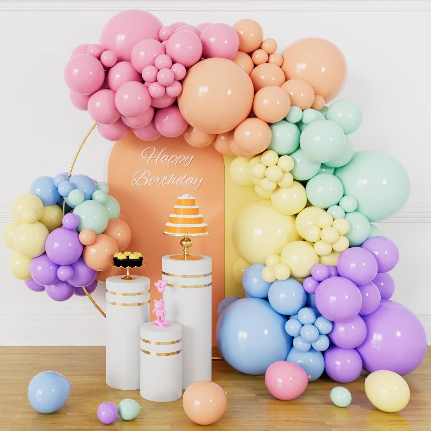 Παστέλ Rainbow Balloon Garland Arch Kit