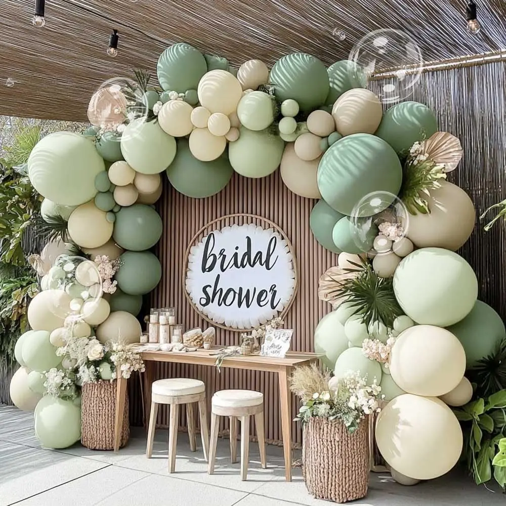 φασκόμηλο πράσινο baby shower καμάρα μπαλόνι